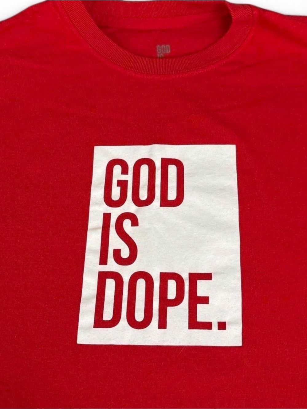 Kids Red Graphic Tee with 'GOD IS DOPE.' Print